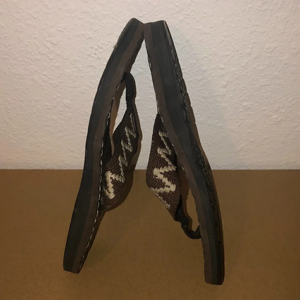 RALPH LAUREN Flip Flop Sandals Men's Size 6 Brown Flag Tag